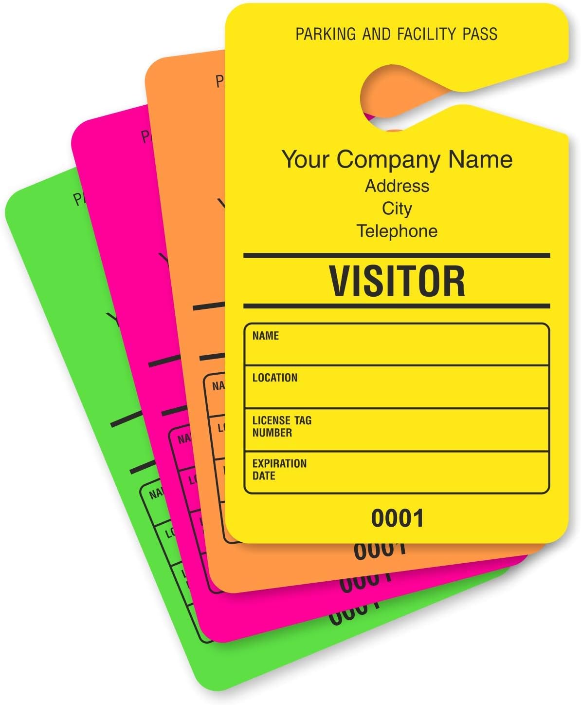 SmartSign (Pack of 50) Custom Visitor - Add Your Address and Number Mirror Hang Tags | 3.5" x 5.5" Paper, Car Parking Passes, Double - Sided Multicolor, Made in USA