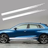 SUNJIKA Universal Vinyl Racing Stripes Sticker Decals, White, for SUV Off-Road Auto Car Body Door Decoration, 2PCS