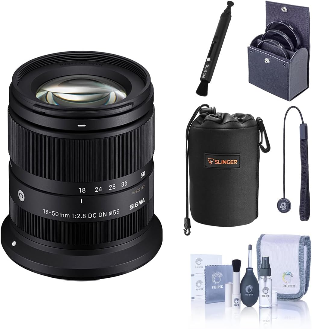 Lente contemporánea de 0.709-1.969 in f/2.8 DC DN para Canon RF, paquete con kit de filtro UV/CPL/ND, bolsa suave para lentes, kit de limpieza y garantía limitada de 4 años Sigma