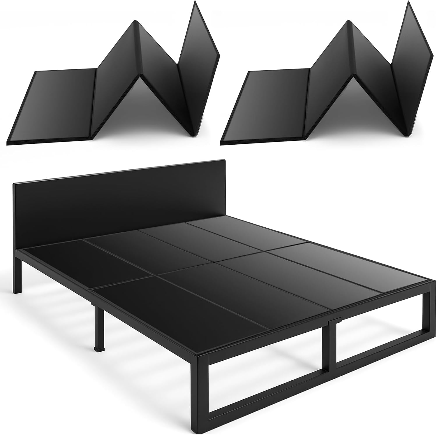 CroBlissful 10mm Bunkie Board Bunkie King Size 76 x 80 Heavy Duty Board Moisture Resistant Sleeper Sofa Support Under Mattress for Metal Frame Low Profile Bed Support, Platform Bed and Couch(Black)