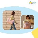 mybagstory | Torba na zakupy Disney Stitch dla kobiet i dziewcząt | Duża beżowa prążkowana aksamitna torba | Kabina plażowa i przestronny wypoczynek | Modna torebka na ramię | 32 x 48 x 14 cm