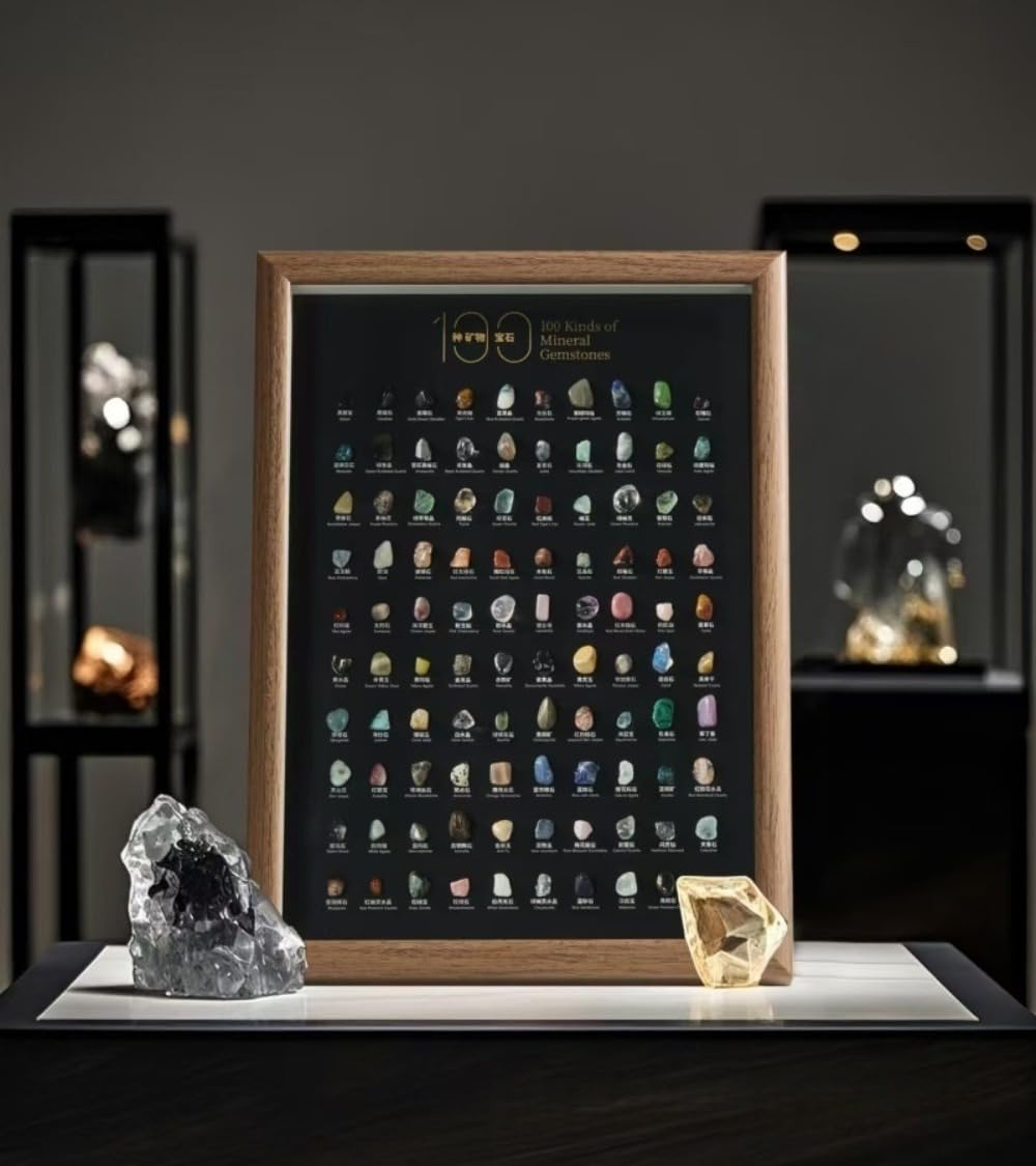 Amazon | 100種類の天然鉱物標本の組み合わせフォトフレーム装飾品