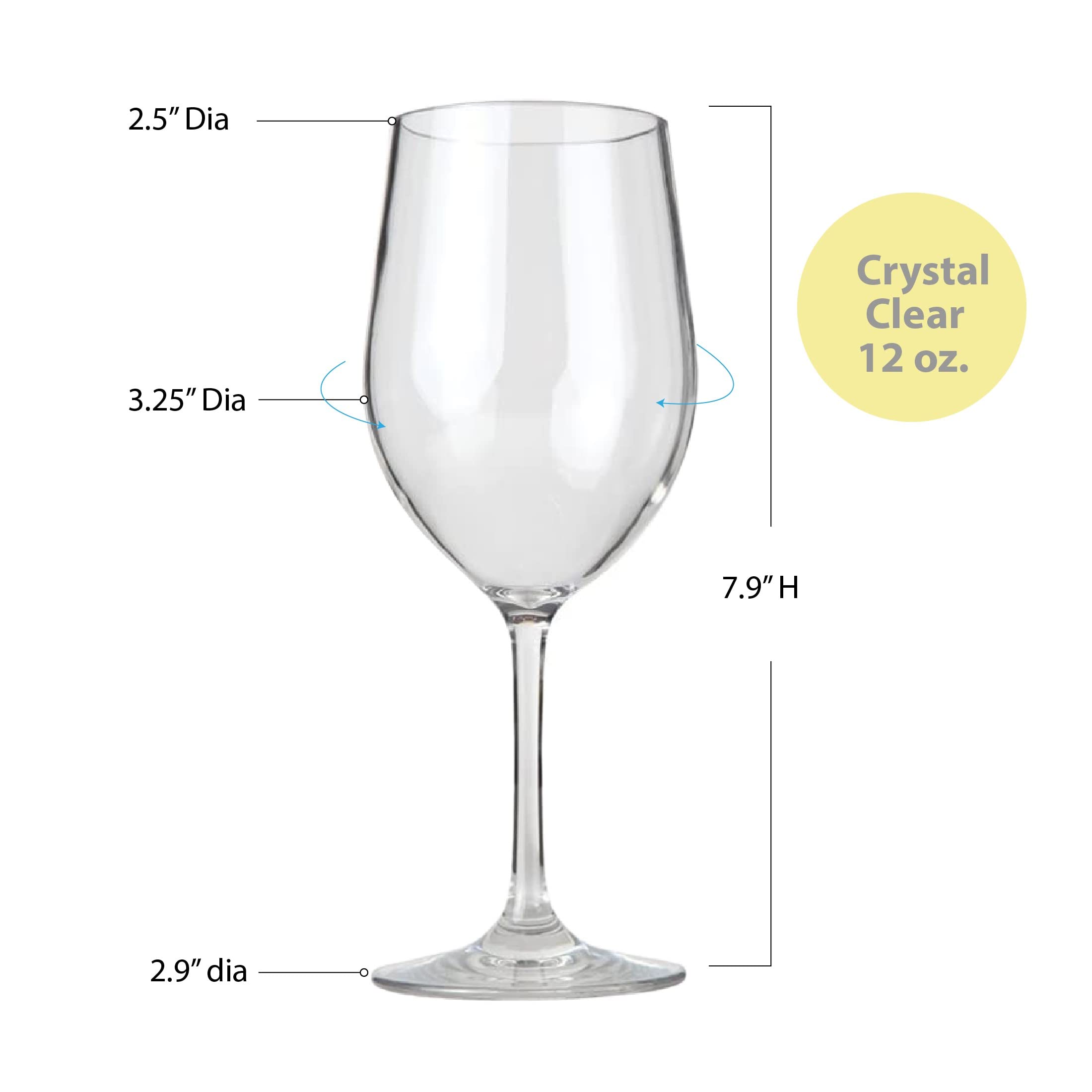 Lily's Home Unzerbrechliche Chardonnay-Weingläser, aus bruchsicherem Tritan-Kunststoff, ideal für den Innen- und Außenbereich, wiederverwendbar, 340 ml, 4 Stück