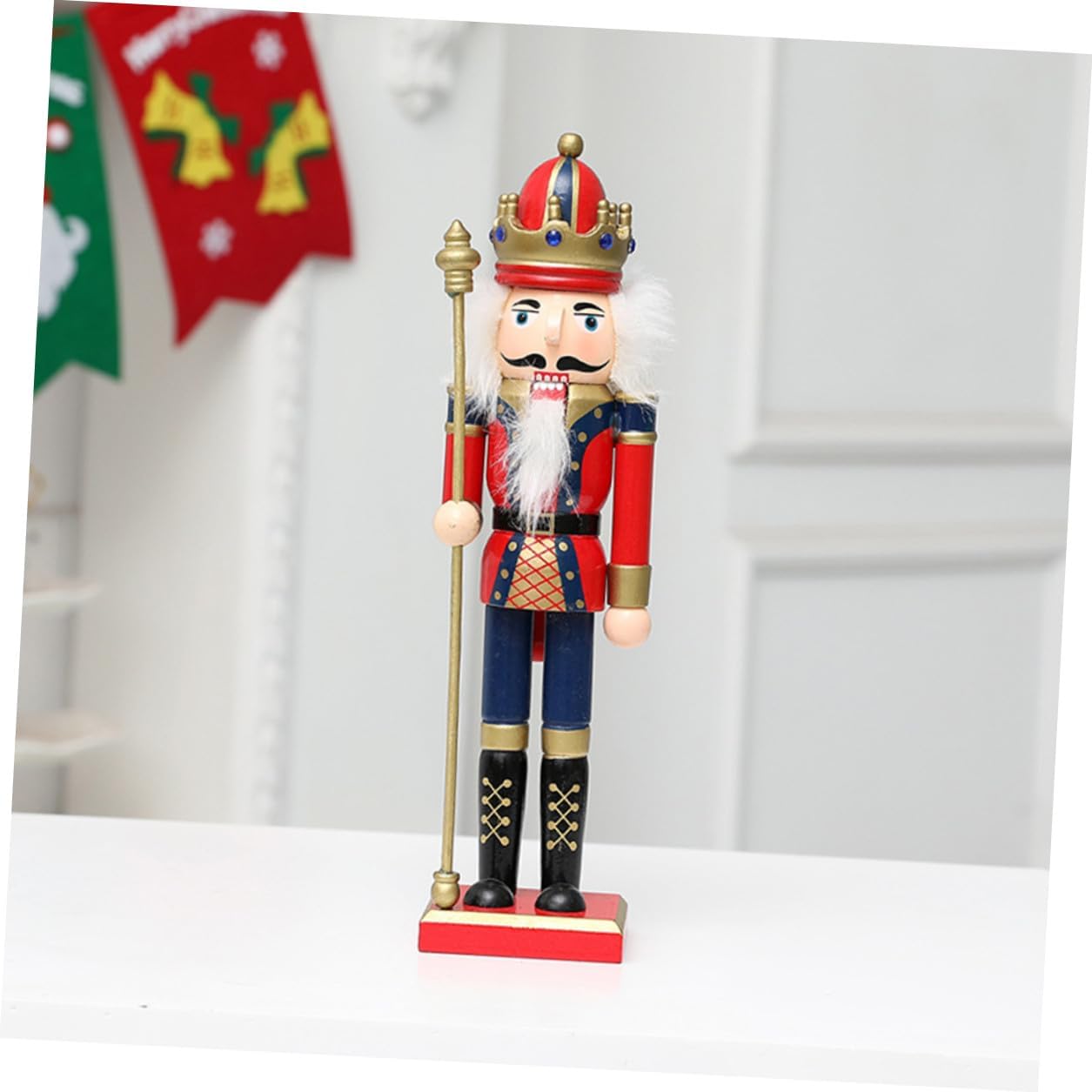 Nutcracker Figurine Walnut Soldier Puppet Wooden Christmas Decoration for Home Bookshelf Bar Table Display Seasonal Holiday Ornament