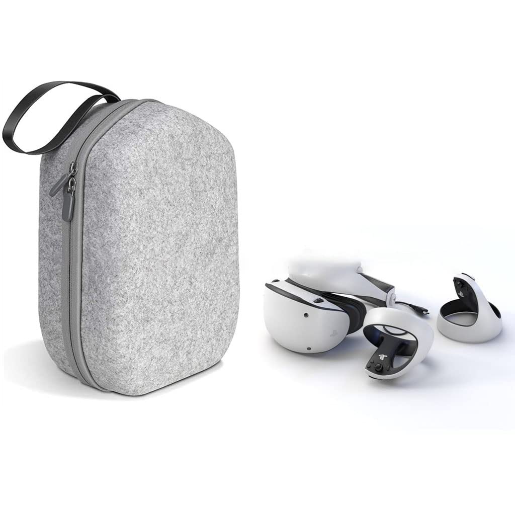 Aokicase Hard Shell Case for Playstation VR2 All-in-One VR Gaming Headset and Touch Controller, Portable Travel Case Storage Bag with Shoulder Strap (PS VR2, Silver) PSVR2-5