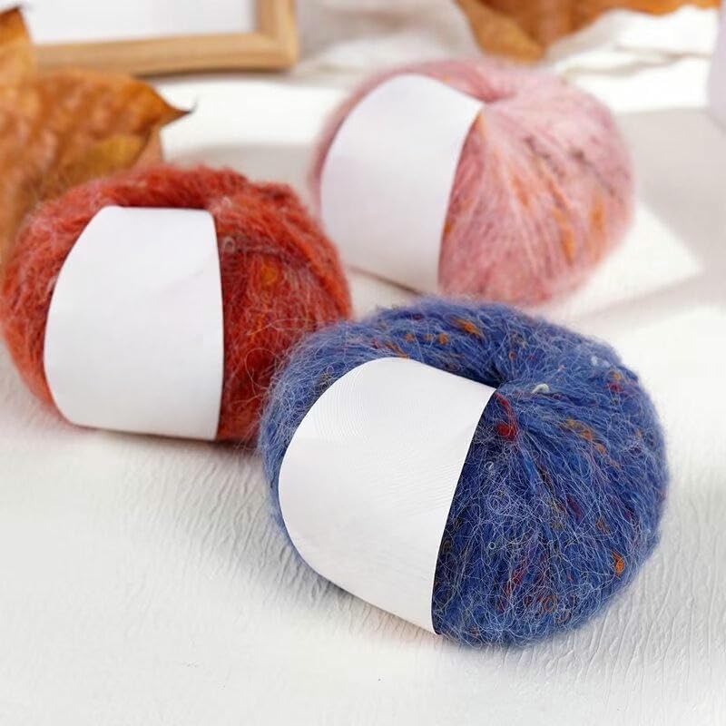 6/12/18/24 Piezas de Hilo bouclé de 25 g, Hilo de Mezcla de Lana Suave, para Tejer a Mano y a Crochet suéteres, Abrigos, chales, Bufandas y Gorros