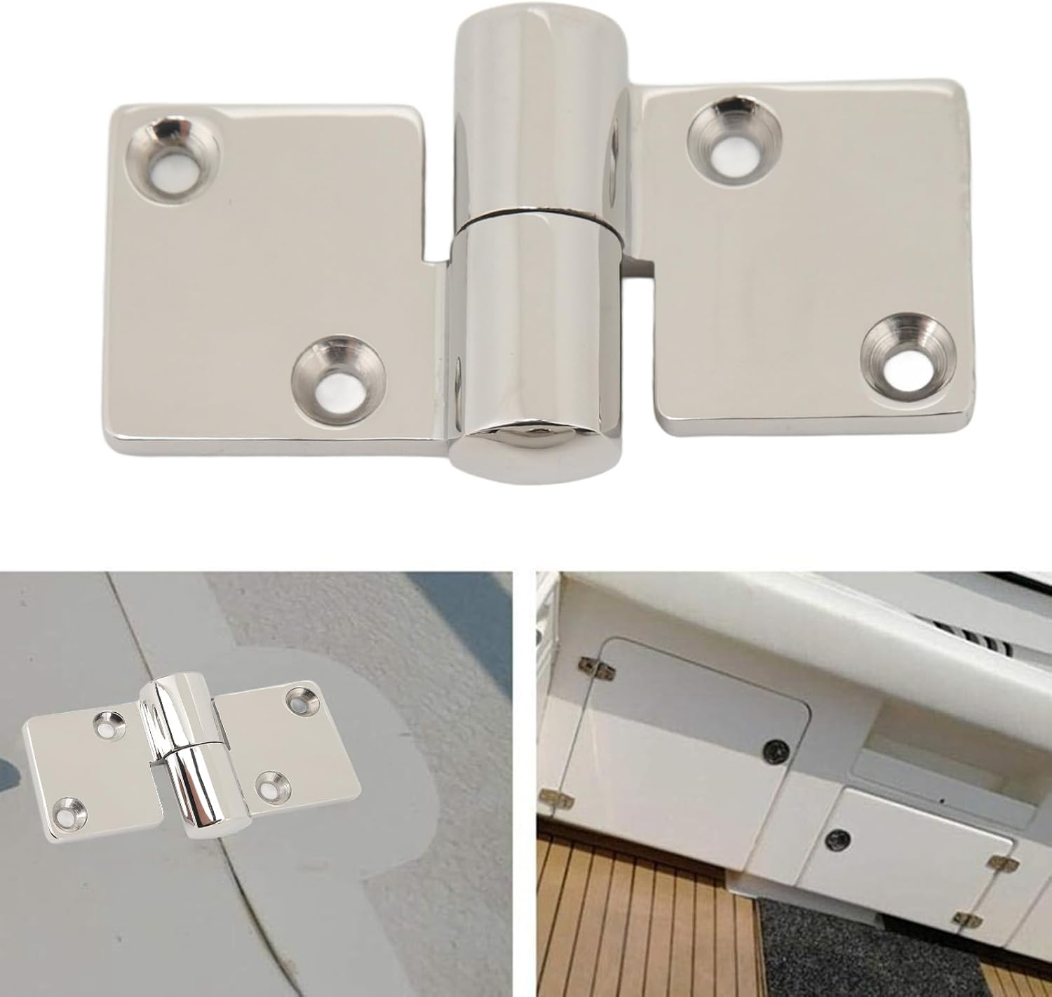 Boat Hatch Hinge, Boat Door Hinge Strap, Holes Casting Hinge, Cabinet Butt Hinges, 3.54 x 1.50 Inch Rectangle, Stainless Steel 316 4 Holes, for Boat Cabinet RVs