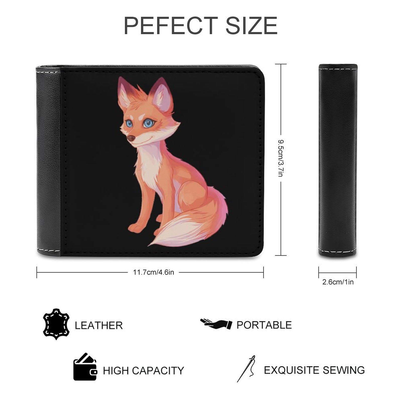 Cute Fox with Transgender Color Funny Men's Slim Bifold Wallet with Multiple Card Slots Front Pocket Purse