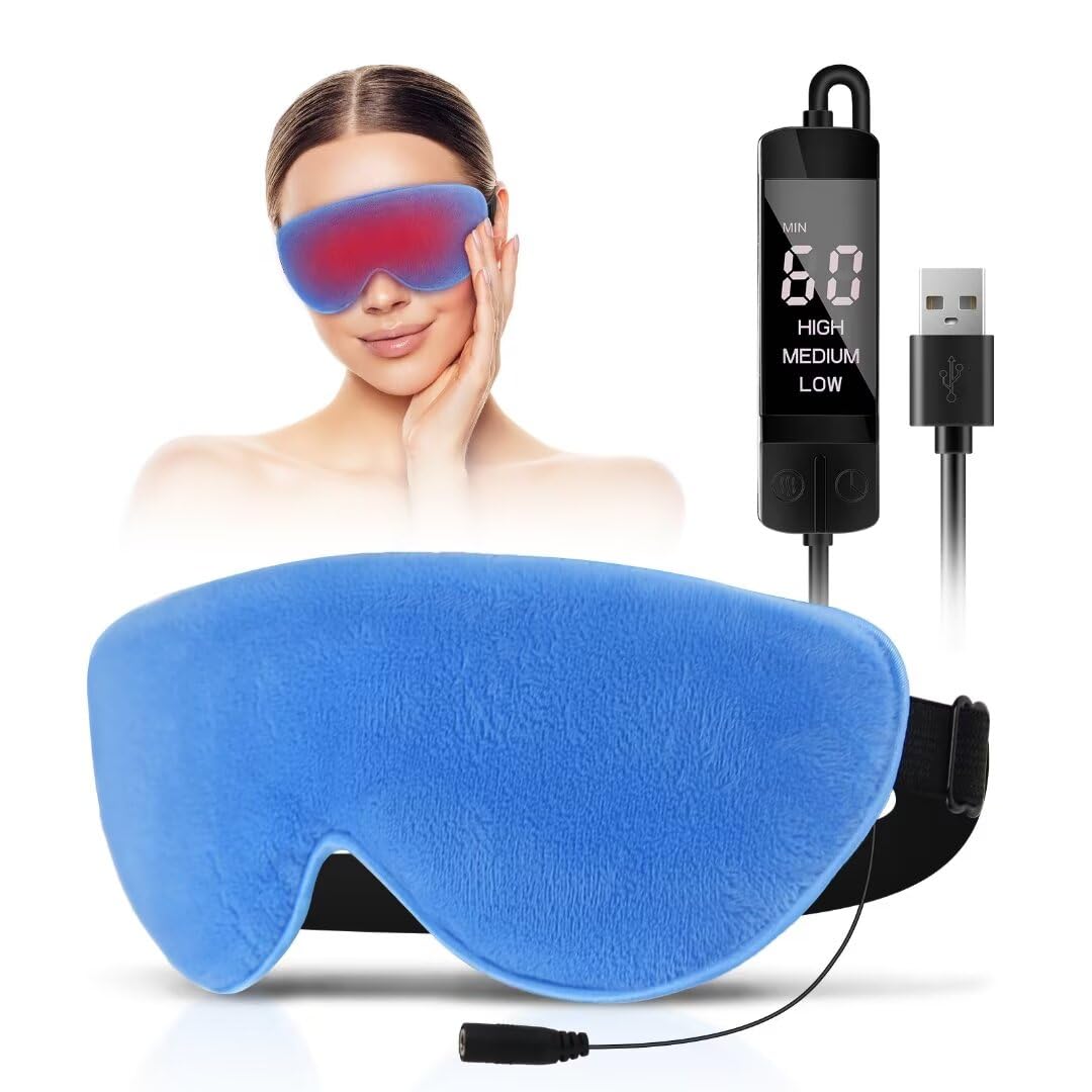 KOVNLO Maschera riscaldata per occhi secchi, lavabile, USB, elettrica, riscaldante, maschera per sbloccare le ghiandole per dormire