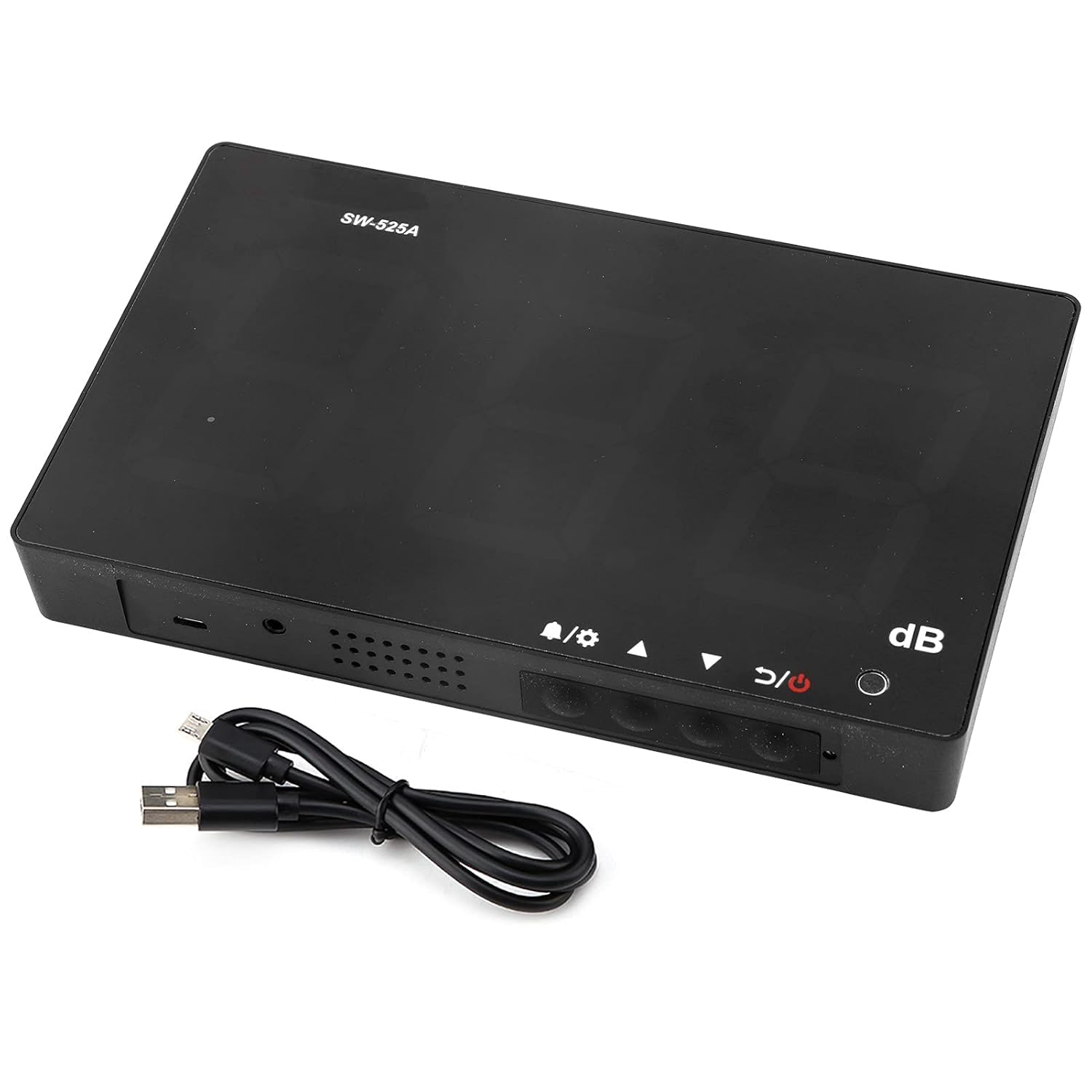 Tyenaza Medidor de Decibelios, SW-525A 30-130dB Medidor de Nivel de Sonido Montado en la Pared, Pantalla LED Grande, Alimentado por USB, para áreas Públicas Restaurantes Aulas Hospitales(210x130x30mm)