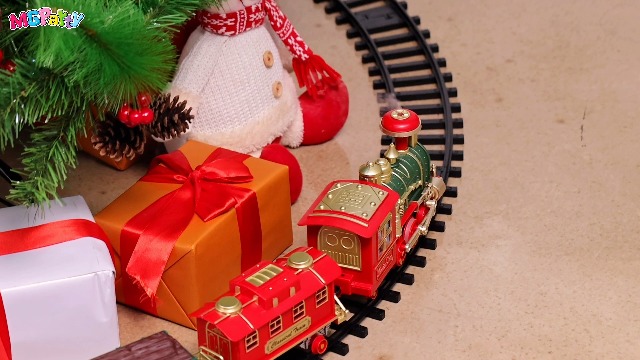 Pista De Coches Y Tren Eléctrico Navideño MOONTOY - 233 Piezas, Luces, Flexible, Para Niños 3-8 Años