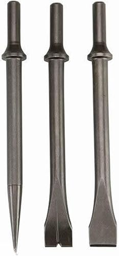 Juego de brocas extra largas de 3 piezas para martillo perforador de cincel de aire, herramienta de corte cónico plano
