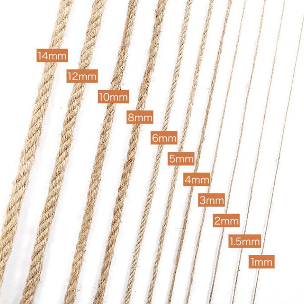Cuerda de yute, cuerda de cáñamo, cuerda de cáñamo de 10 m, 24 mm, cuerda de yute, cuerda de yute de 4 capas for paseos en bote, poste for rascar animales, bricolaje y manualidades, embalaje de regalo