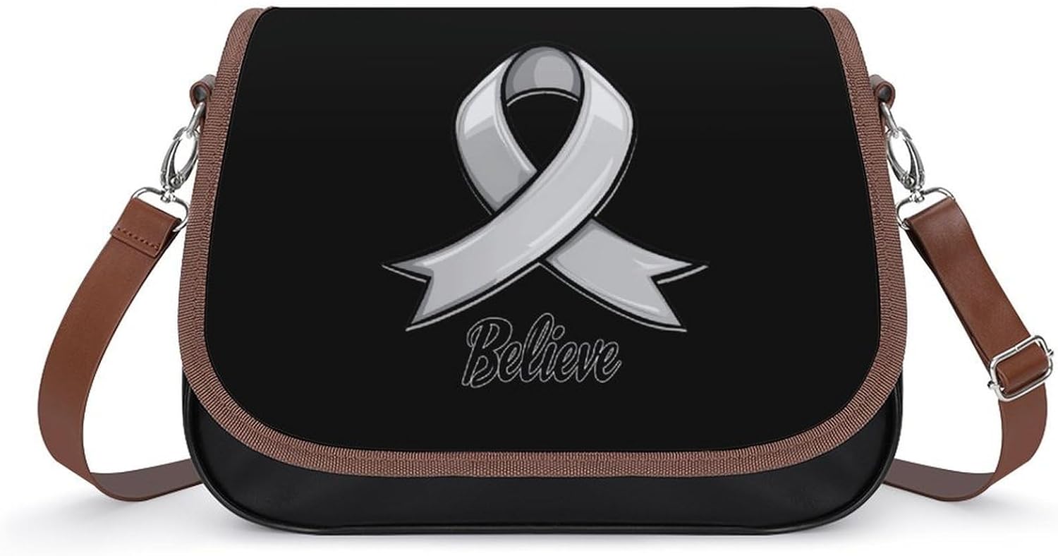 Believe - Brain Cancer Women's Shoulder Handbags Cute PU Leather Purse Crossbody Messenger Bags