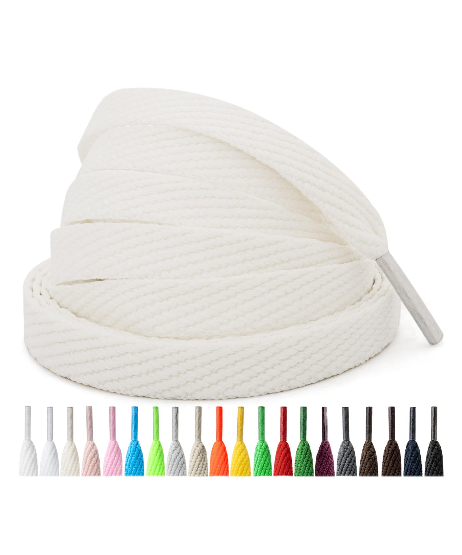 Handshop 2 Pairs 2/5" Wide Flat Shoe Laces for Sneakers,Athletic Replacement Shoelaces in 20 Colors