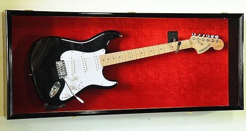 Vitrina de guitarra para guardabarros o acústicos con protección UV, bloqueable con montaje horizontal, color negro disponible en Yaxa Peru