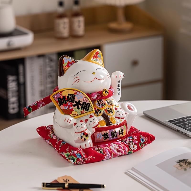 Lucky Cat Waving Arm Fortune Cat Statue,Maneki Neko Beckoning Fengshui Wealth Cat for Welcoming for Shop, Home,Copany,Birthday Gift,Business Opening,1PC - Image 6