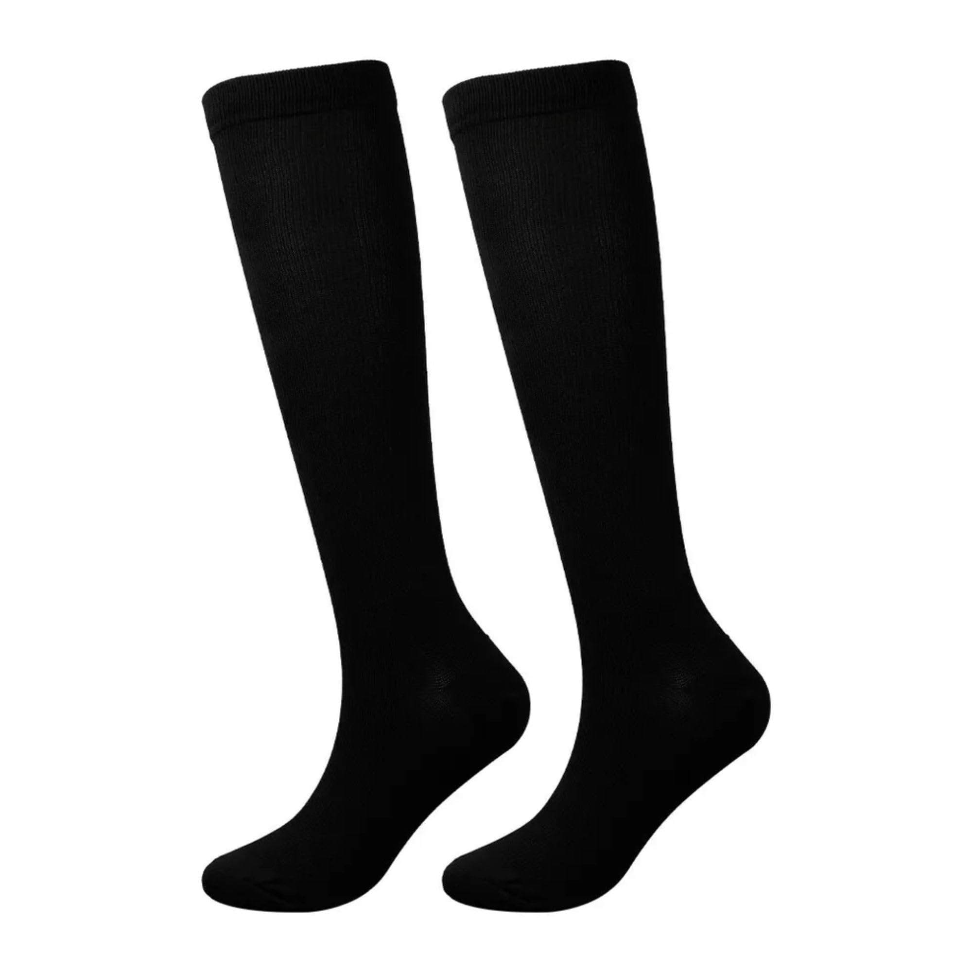Unisex Xample Miracle Flight Travel Compression Socks | Anti-Swelling & Fatigue Support High-knee Socks for Running – Sports – DVT – Edema – Varicose Veins – Nursing & Travel (Black, UK 7 - 12.5)