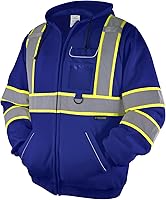 Vista 1 de TICONN Chaqueta con capucha de seguridad, sudadera con capucha reflectante de alta visibilidad, equipo de PPE para clima frío cumple con ANSI III