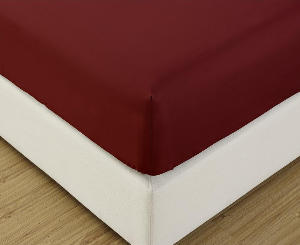Fitted Sheet - 100% Cotton Sateen Weave Real 800 Thread Count - Fitted Sheet With Elastic All Around - Fits Mattress Upto 15 Inches - Easy Care - 1 Fitted Sheet Only (King, Burgundy)