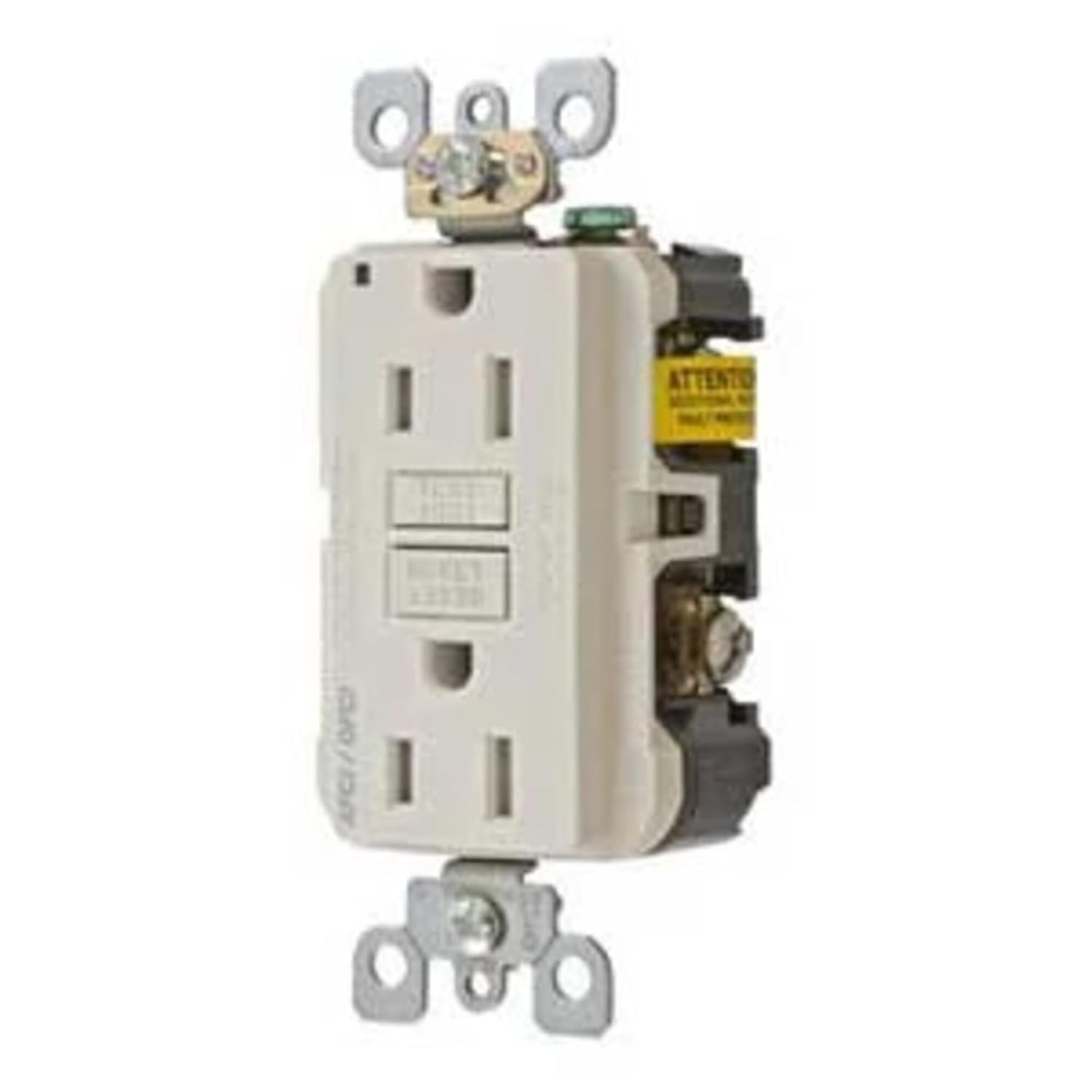 Hubbell - AFGF15TRLA - GFCI Duplex Receptacle, Composite, 15A, 125V, 2-Poles, 3-Wires, 14 to 10 AWG, Light Almond, (