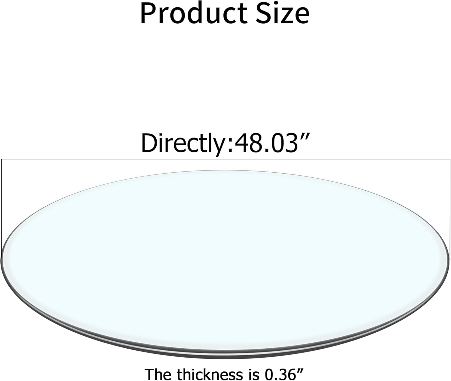 48 Inch Round Tempered Glass Table Top, 0.35 Inch Thick Clear Circular Tabletop with 6 Anti-Slip Rubber Rings, Replacement for Dining & Kitchen and Patio Table