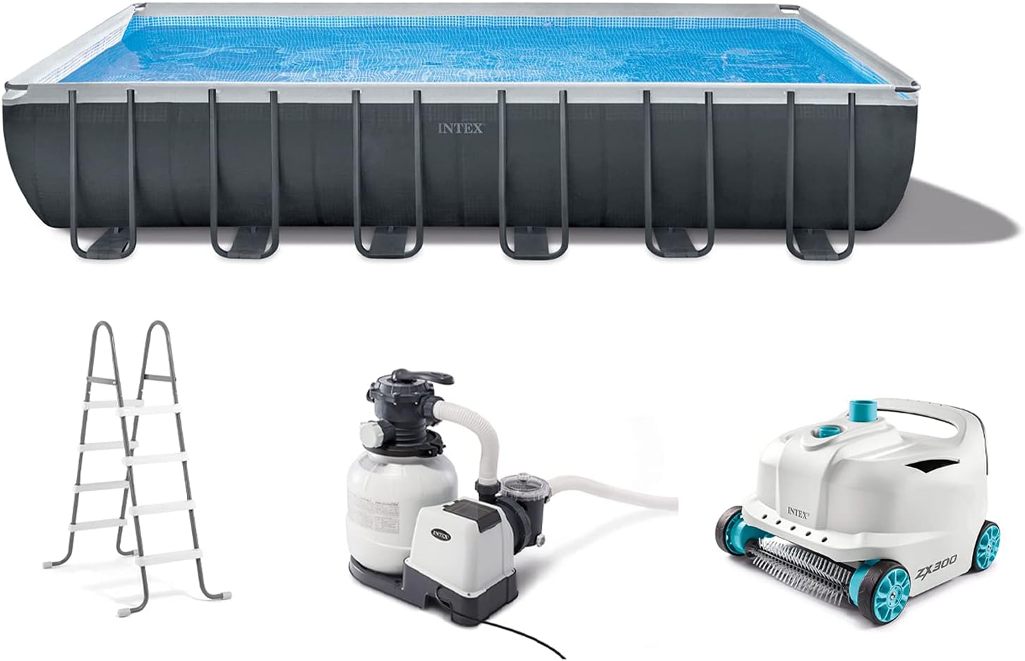 Amazon.com: Intex 32ft X 16ft X 52in Ultra Frame Rectangular Pool Set ...