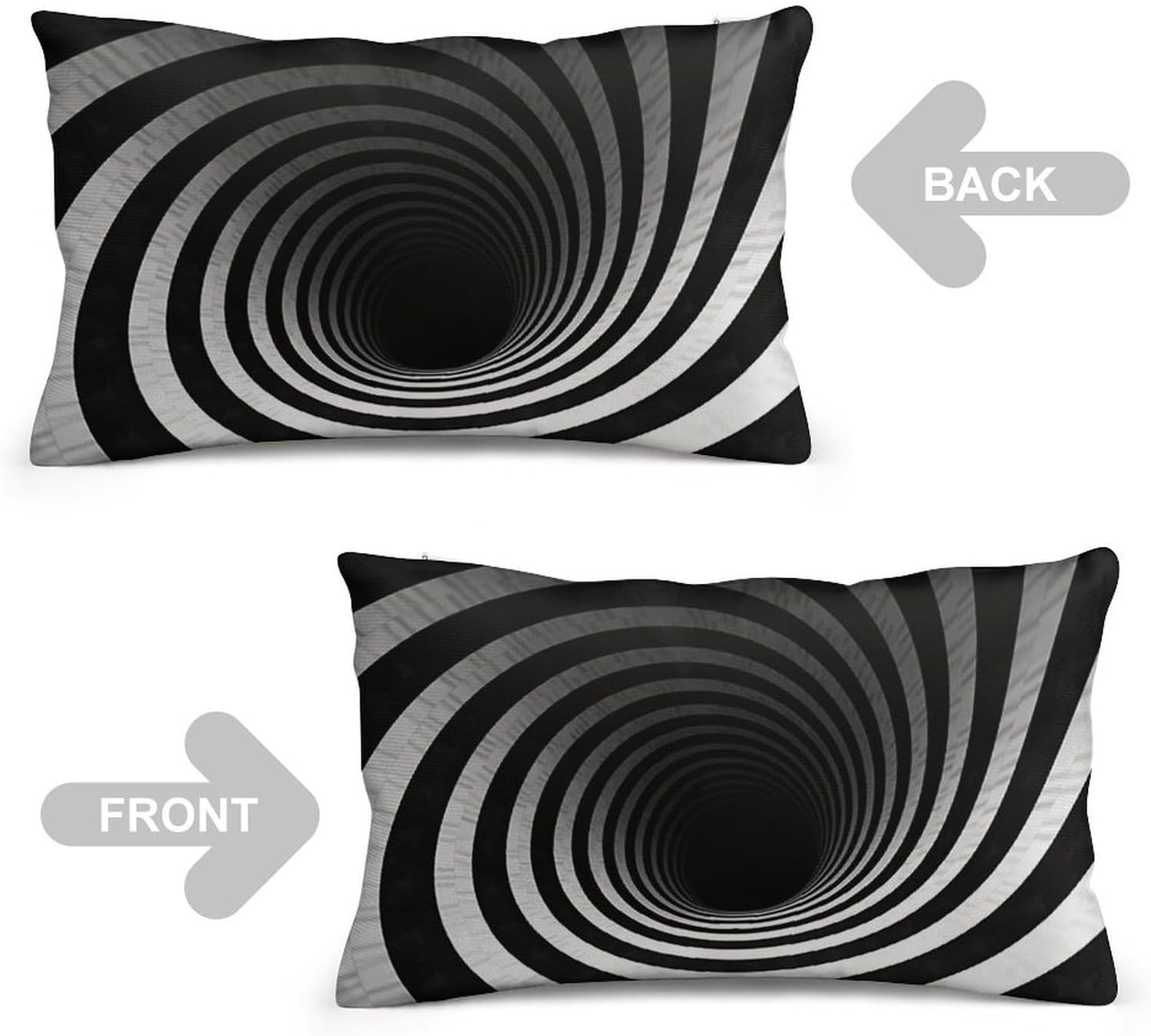 Black and White Spiral Tunnel Pillow Cases Queen Size Set of 1 Soft Comfortable Throw Pillows Covers Decorative Pillowcase with Zipper Bed Cushion Covers for Couch Sofa Bedroom 8"x12"