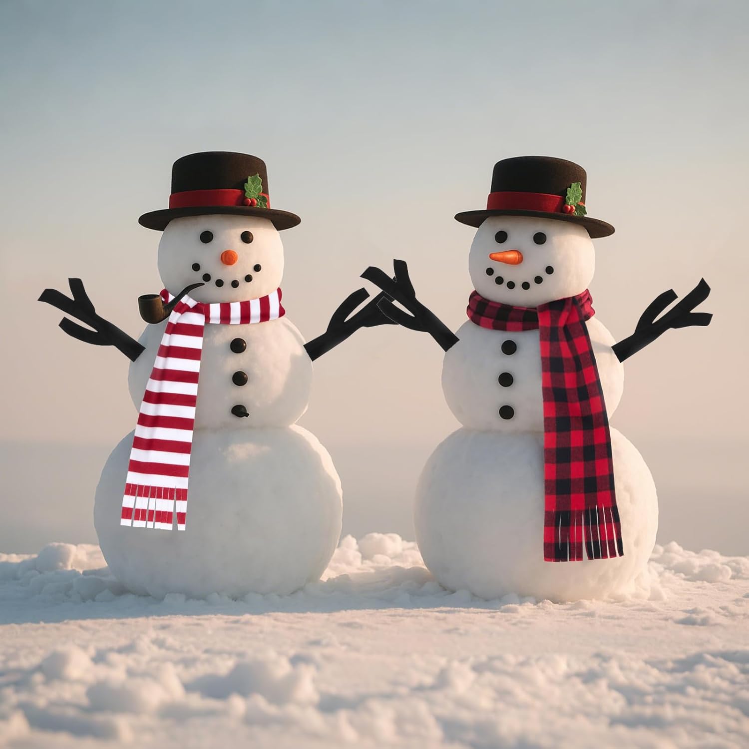 Threan 60 Pcs Christmas Snowman Decorating Making Kit Winter Snowman Building Kit for Winter Xmas Holiday Party Hanging Outdoor Decoration (Cute)