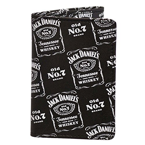 Jack Daniels Signature Label Trifold Wallet - Black Leather