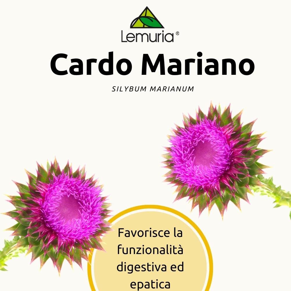 Lemuria - Cardo Mariano - Favorisce la Funzionalità Digestiva ed Epatica - Integratore Alimentare a Base di Piante e Derivati - 30 ml - Made in Italy