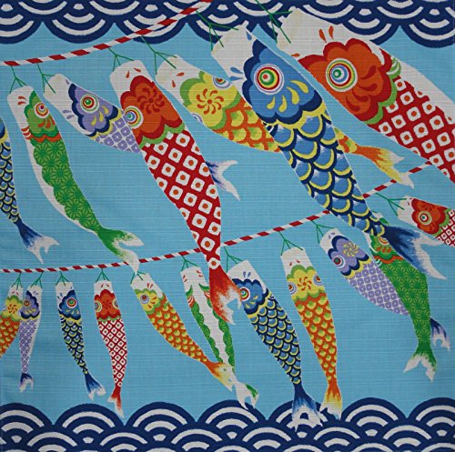 Furoshiki Wrapping Cloth Seigaiha Koinobori Carp Streamers Motif Japanese Fabric 50cm