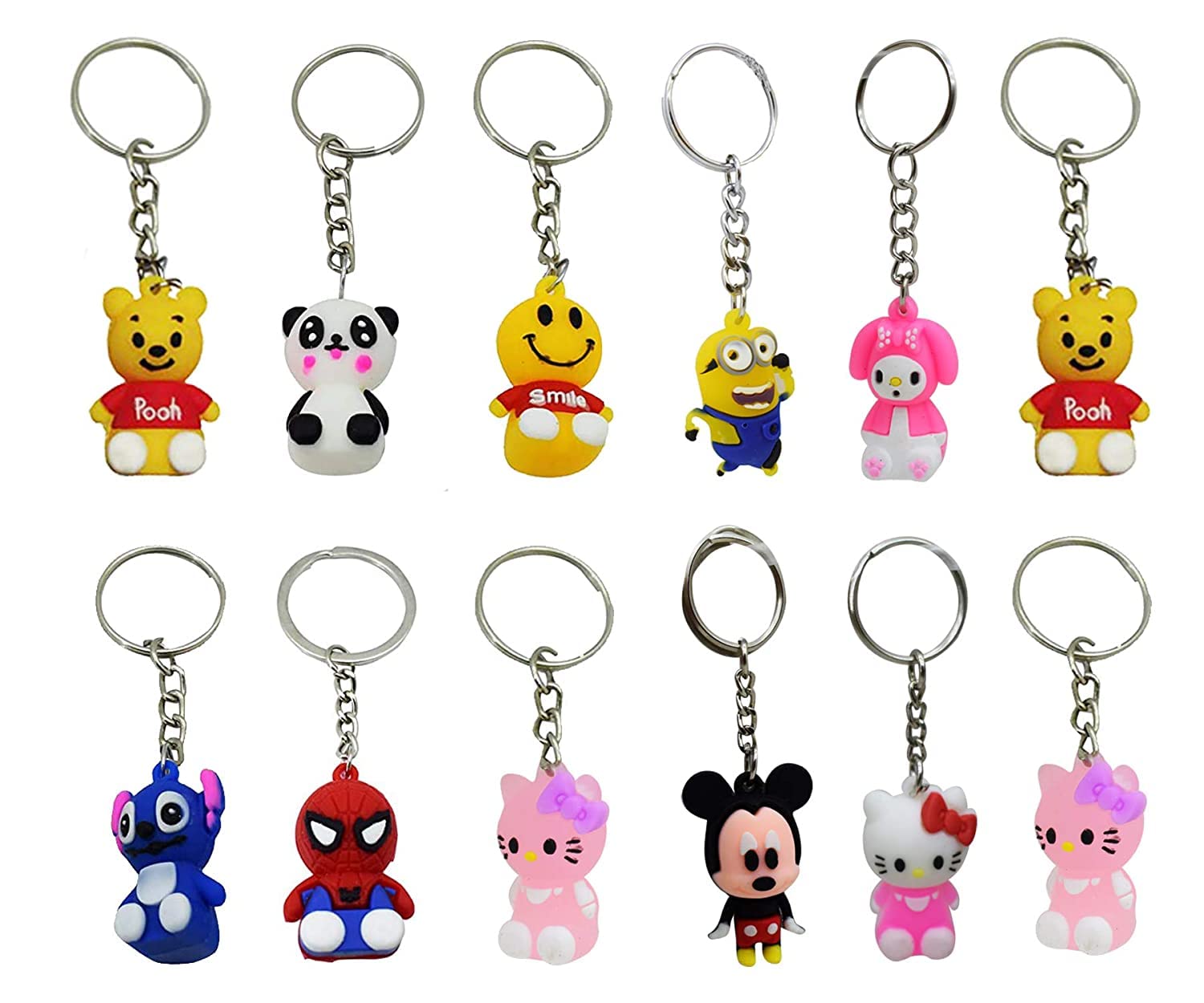 ARTLABELCartoon Character Keyrings Keychains for Kids Best Birthday Return Gifts for Boys/Girls (Assorted)