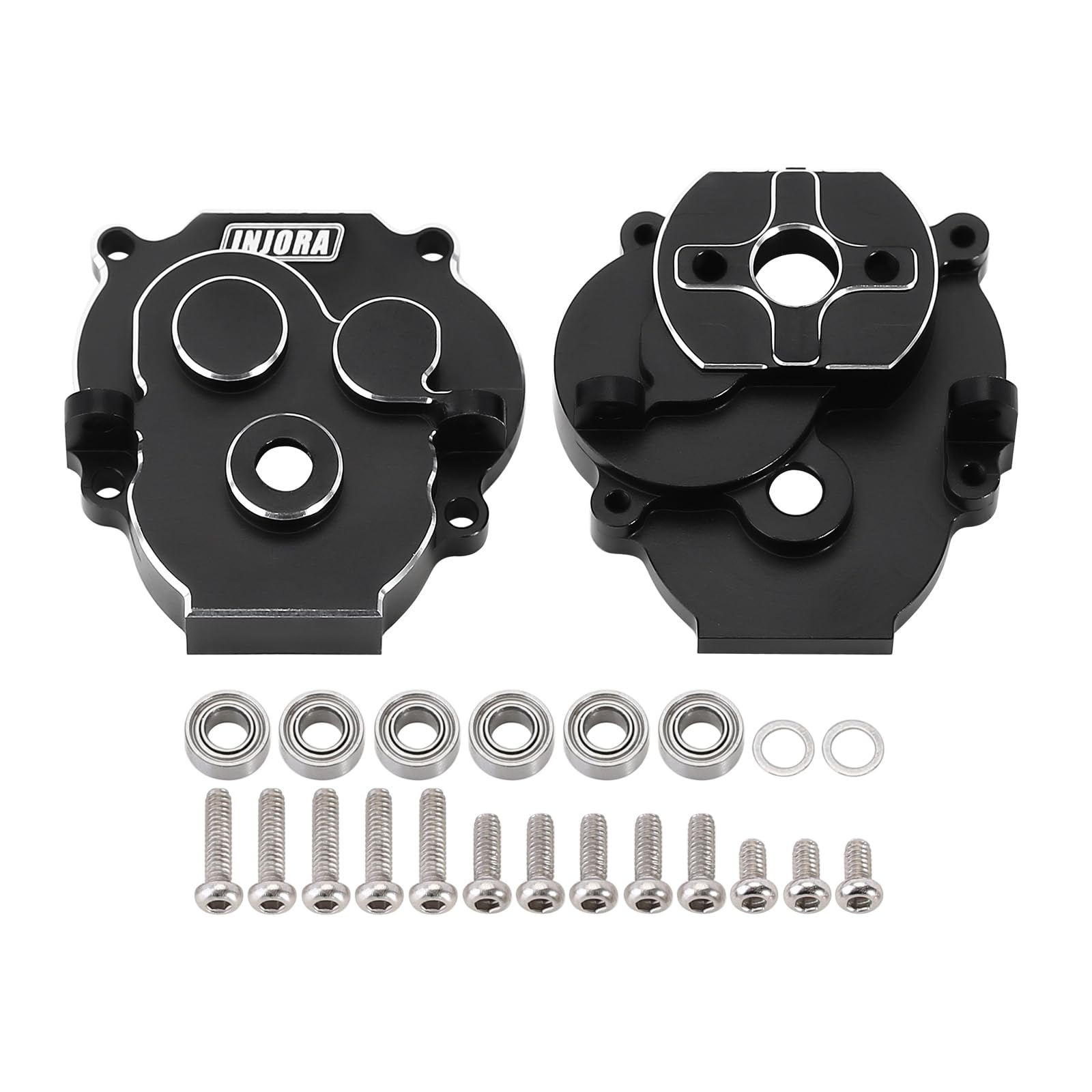 INJORA Transmission Housing with Bearings CNC Aluminum Gearbox Case Housing for 1/18 RC Crawler TRX4M Upgrade,Black