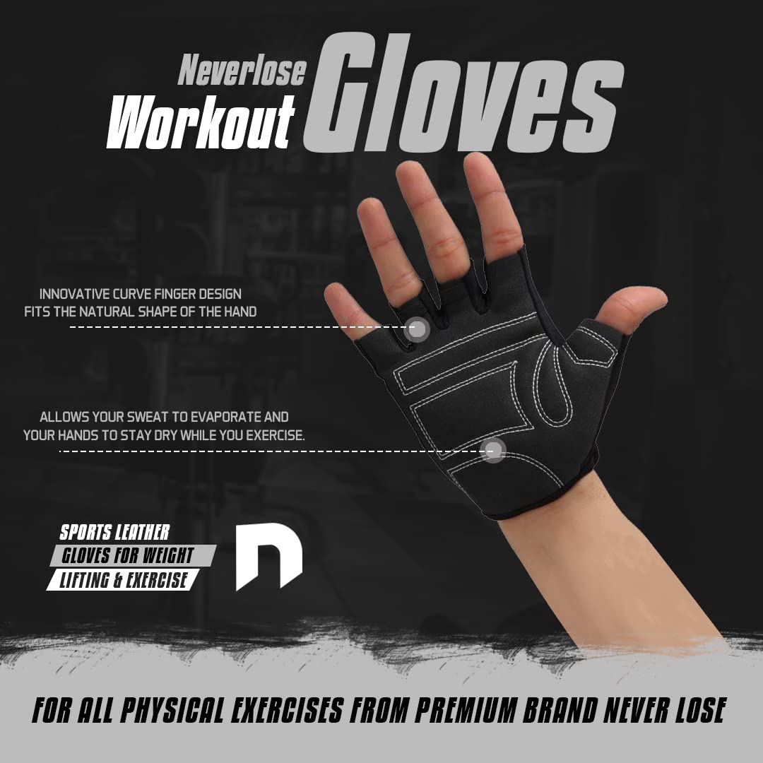 NEVER LOSE Padded Weight Lifting Gloves, Gym Workout Gloves with Built-in Exercise for Cross Training, Pull Ups, Fitness, Powerlifting, for Men & Women (M, LOTO) 1