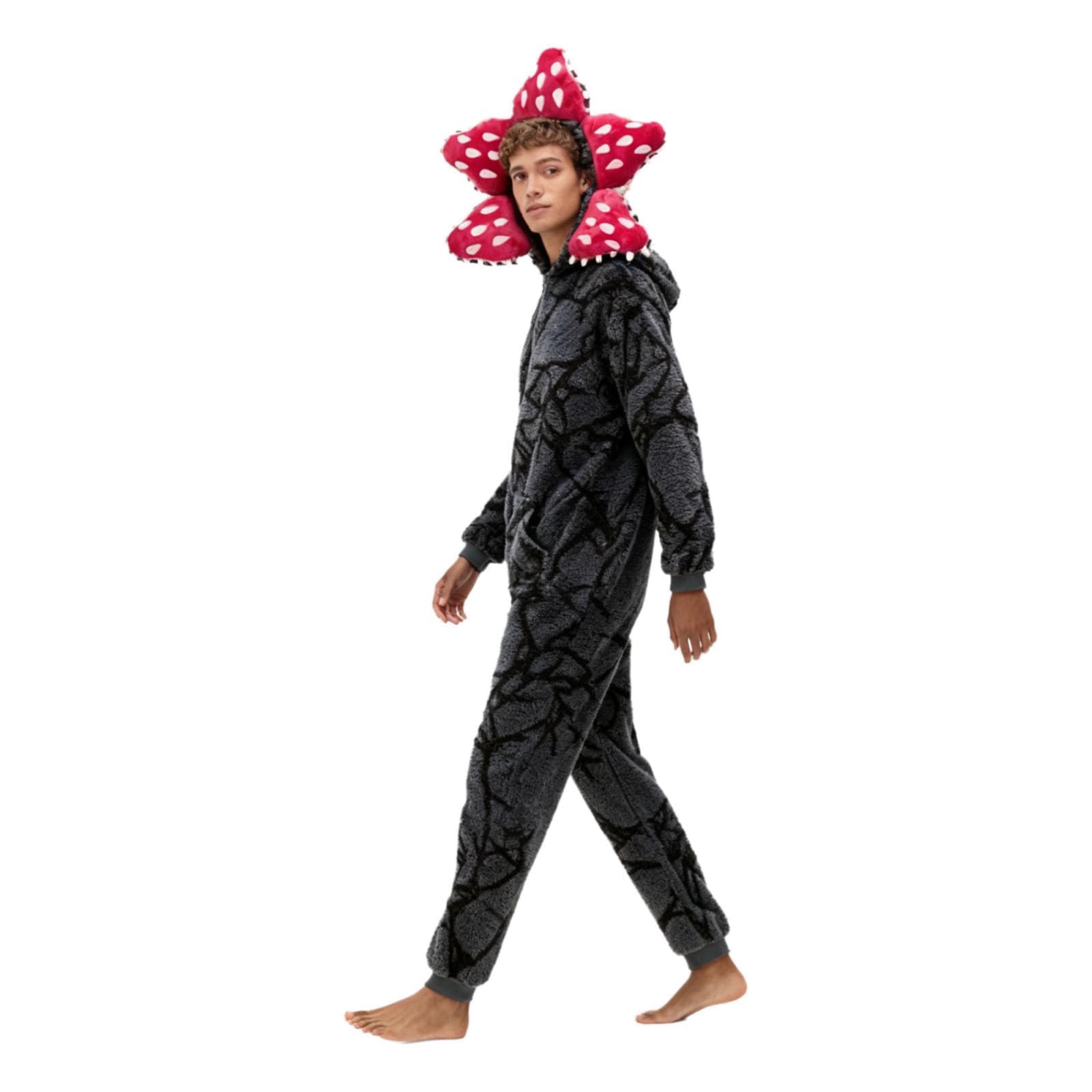 Demogorgon Hooded Jumpsuit Long Sleeve Pajama Hoody Onesie Loungewear Fuzzy Fall Winter Warm Thermal Fluffy
