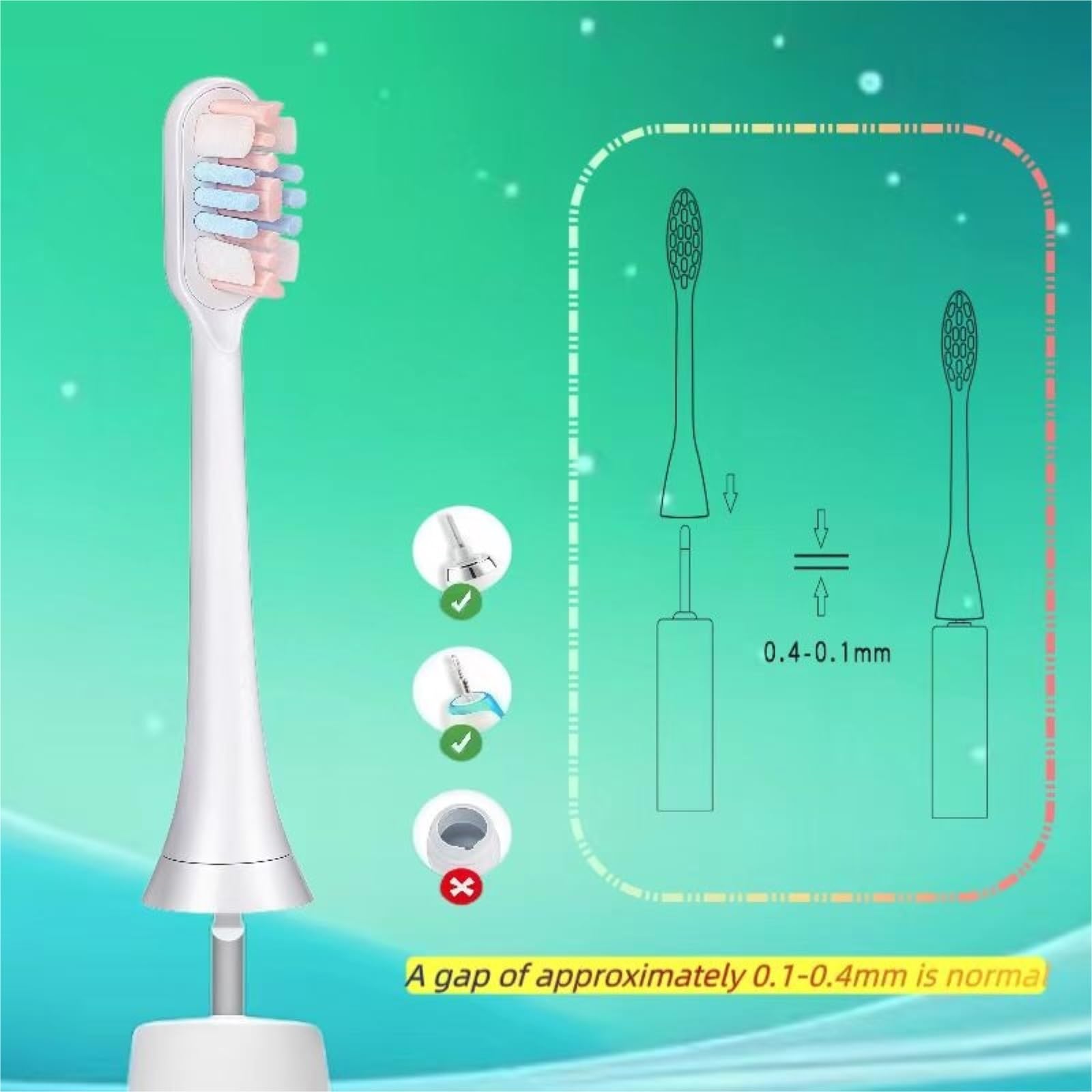 Testina Di Ricambio For Spazzolino Elettrico. Compatibile Con Philips HX6250 HX6240 1100 2100 4100 4300 5100 5300 6100 6500 7000 7300(8 Pink toothbrush head)