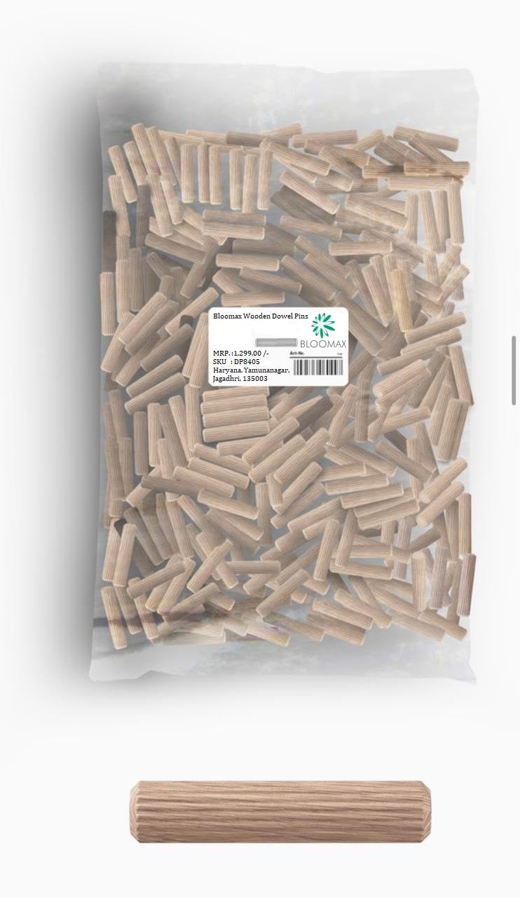 BLOOMAX® 6mm × 40mm Wooden Dowel Pins – Pack of 500 | Precision‑Cut Hardwood Fluted Pegs with Beveled Ends | Strong Straight Groove Pins for Furniture Joinery & Woodworking | Made in India — Amazon image 8