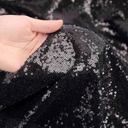 Miniatura 7 de Eternal Beauty Cortinas de telón de fondo de lentejuelas negras, 2 paneles de 3 x 7 pies para Navidad, fiesta, cumpleaños, fotografía, boda,