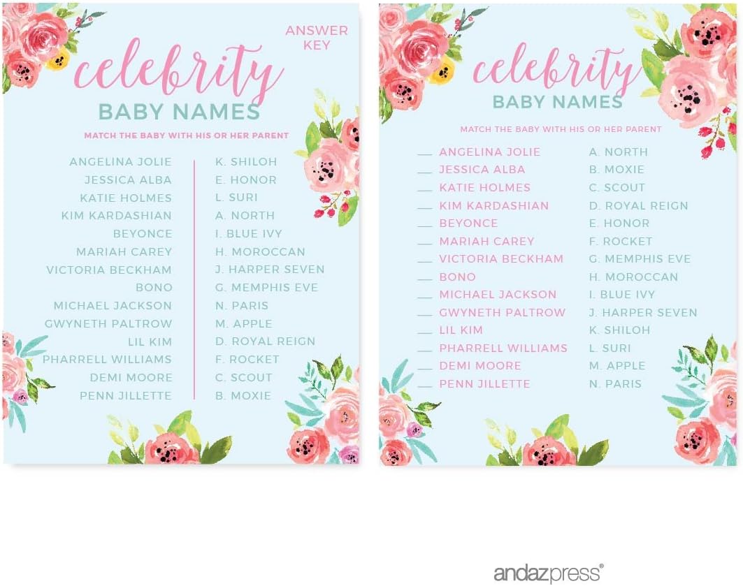 Andaz Press Pink Roses English Tea Party Tea Party Baby Shower Collection, Word Scramble Game Cards, 20-Pack, Games Activities and Decorations
