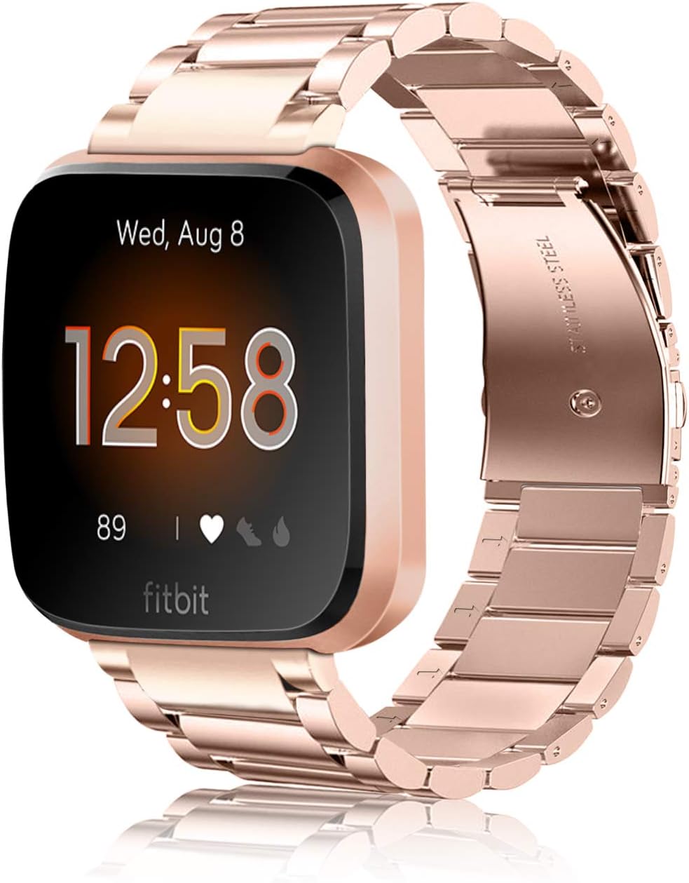Fintie Metal Band Compatible with Fitbit Versa 2, Versa, Versa Lite Edition, Solid Stainless Steel Strap Replacement Wristband Business Bracelet Compatible with Fitbit Versa Smartwatch