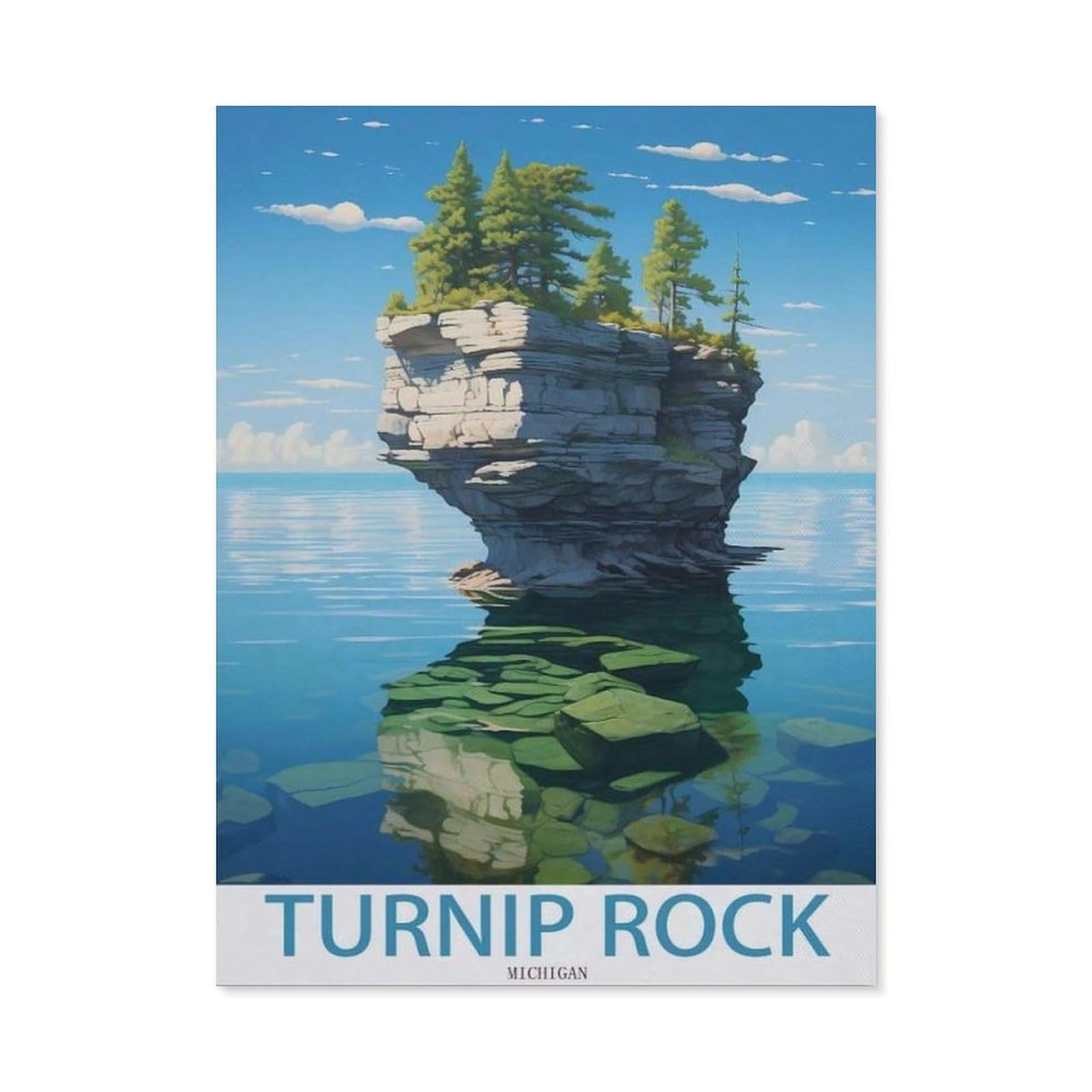 BEAYODKP 5D DIY Diamond Painting kit，Turnip Rock Lake Michigan ， Coastal
