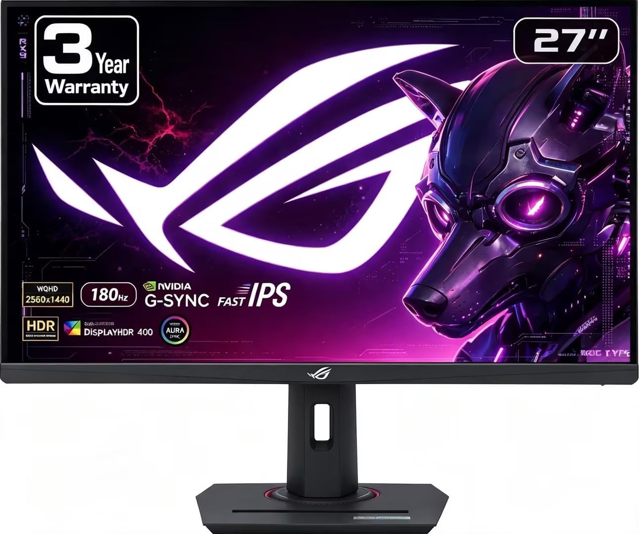 ROG Strix 27" QHD 2K 1440P 180Hz Fast‑IPS, G‑Sync, FreeSync, 1ms | HDR400, 95% DCI‑P3, USB‑C, Built‑in AI Gaming, Rich Color Performance for PC Gaming