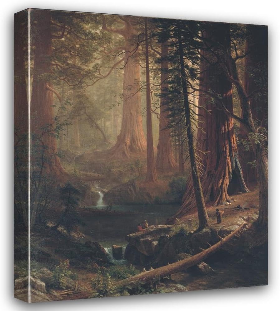 ArtDirect Albert Bierstadt 15x18 Black Ornate Frame and Double Matted Museum Art Print Titled: Giant Redwood Trees of California (1874)
