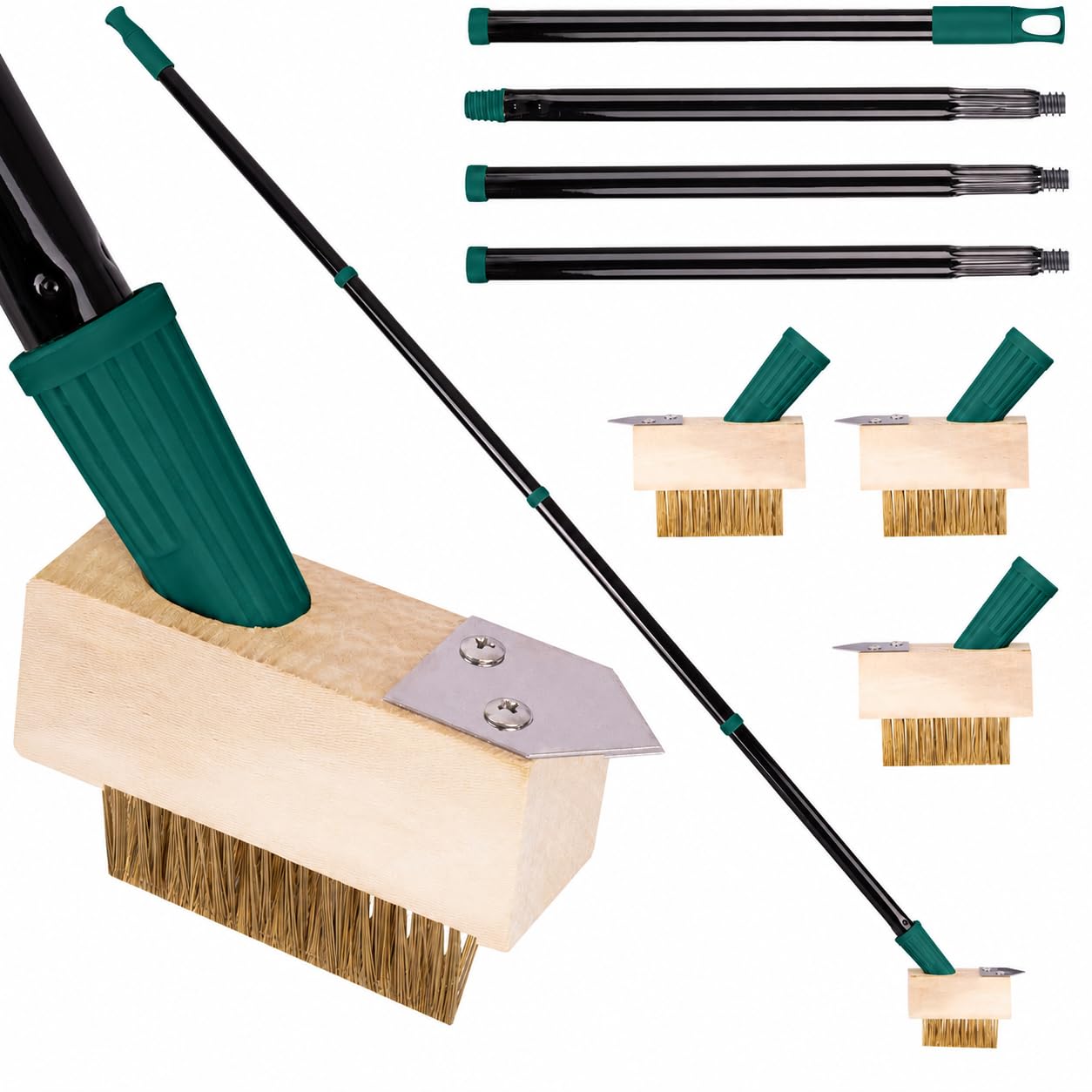 B&Q -  Patio Weed Remover Tool With Long Handle Wire Brush And Scraper For Block Paving Driveways Patios Includes 3 Spare Heads