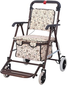 Shopping Cart for Elderly, Folding 4 Wheel Shopping Cart with Seat, Mobility Scooter for Senior/Disabled People, Folding Walker Comfortable anniversary
