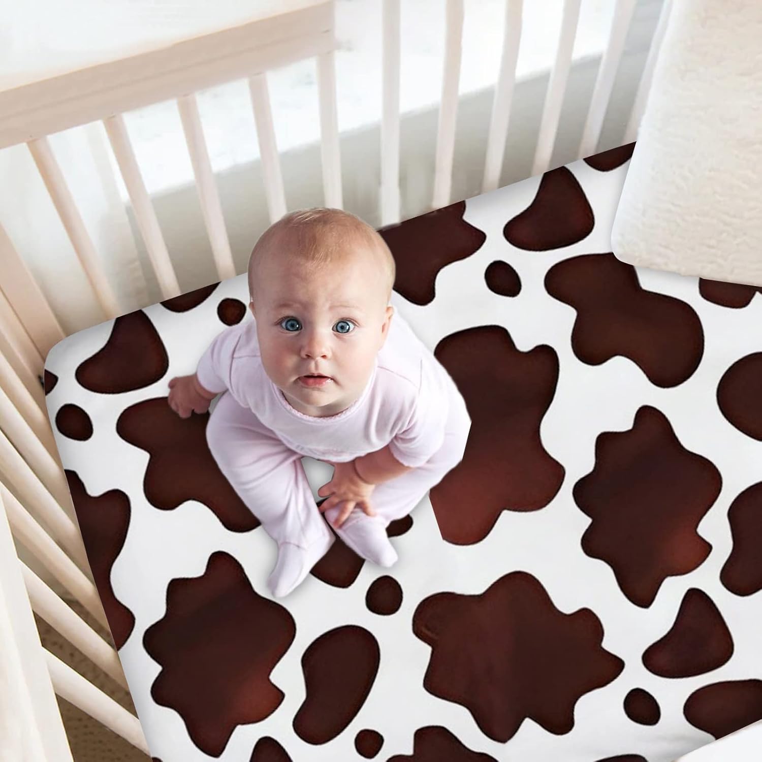 Personalized Crib Bedding Sets for Baby Boy, Custom Girl Set with Name, Farm Cow Nursery Bedding, 2 Piece Set, Name West Comforter, Fitted Sheets Babies