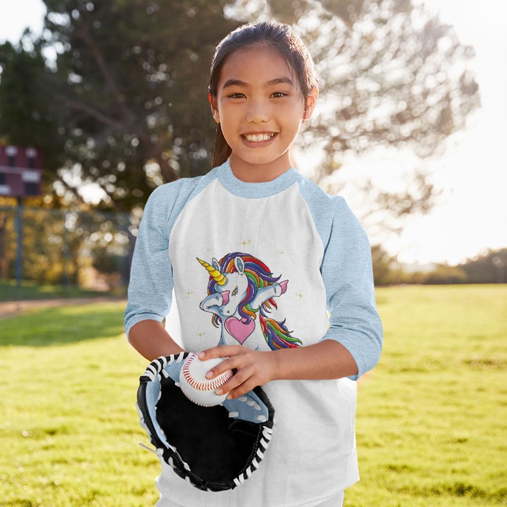 Dabbing Unicorn Kids' Baseball T-Shirt - Best Unicorn Presents - Unicorn Presents for Kids