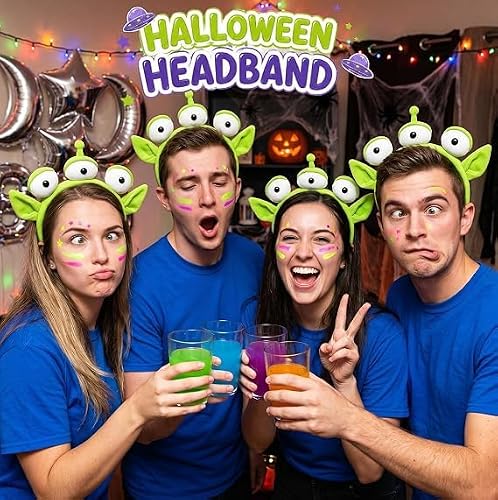 UCLEVER Lot de 2 bandeaux en peluche à trois yeux pour Halloween Vert – vue 5
