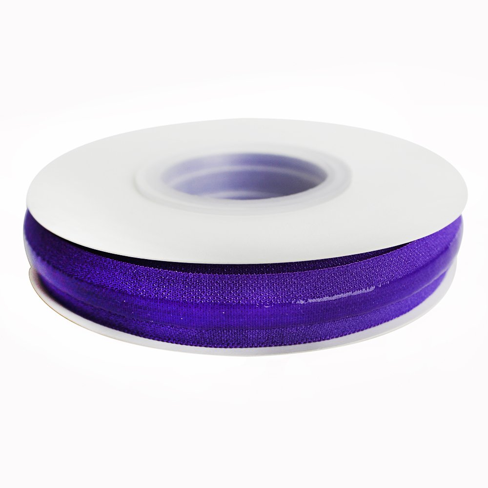 Multi Colors Stretchy Silicone Elastic Tape 5/8'' Width for Garment Accessory & Hairbow 5 Yards per Roll (Purple)